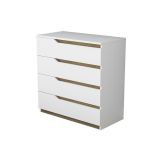 Cómoda de 4 Cajones Blanco y Nogal - 80x47x92 cm - Diseño Moderno.
