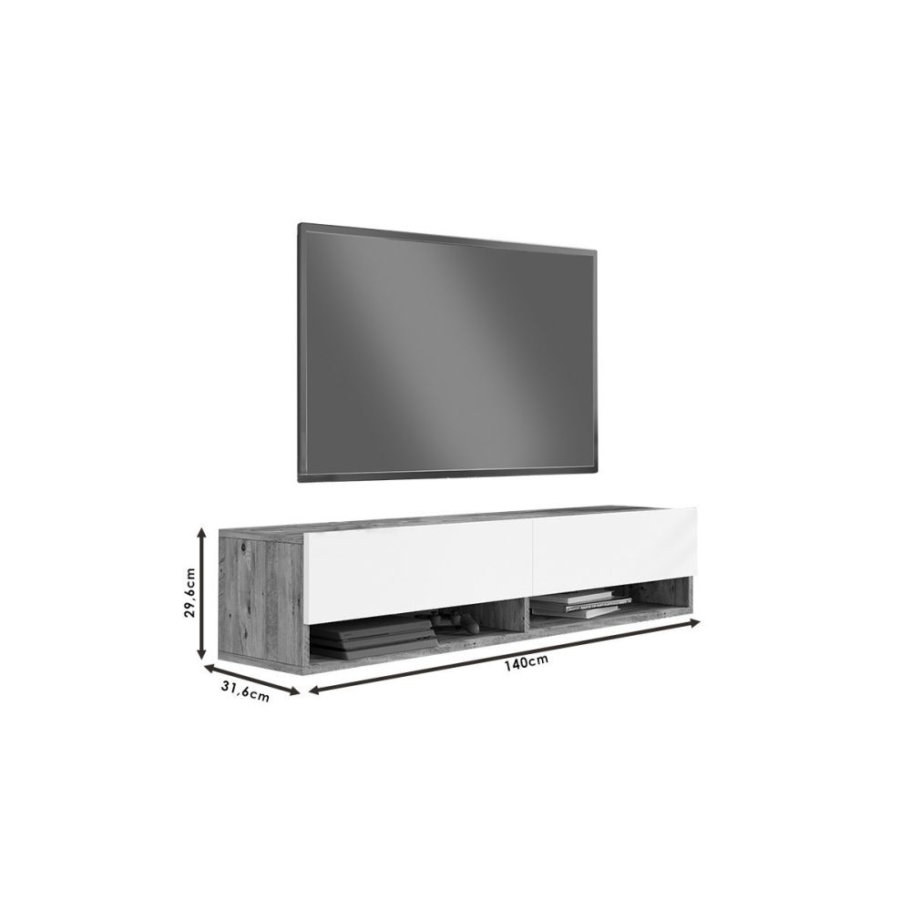 Mueble TV de Pared Color Antracita-Roble 140x31.6x29.6 cm - 2 Puertas - Estilo Moderno y Funcional.