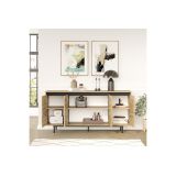 Aparador Moderno Color Cambria-Wenge con 4 Puertas - 160x44.5x75.5 cm - Amplio Almacenamiento para Salón