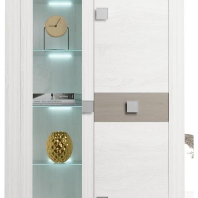 Mueble de Salón Moderno con Leds, Acabado en Andersen Pino -Gris, Medidas: 300 cm (An) x 200 cm (Al) 40 cm (Fon) - Meyvaser