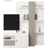 Mueble de Salón Moderno con Leds, Acabado en Andersen Pino -Gris, Medidas: 300 cm (An) x 200 cm (Al) 40 cm (Fon) - Meyvaser
