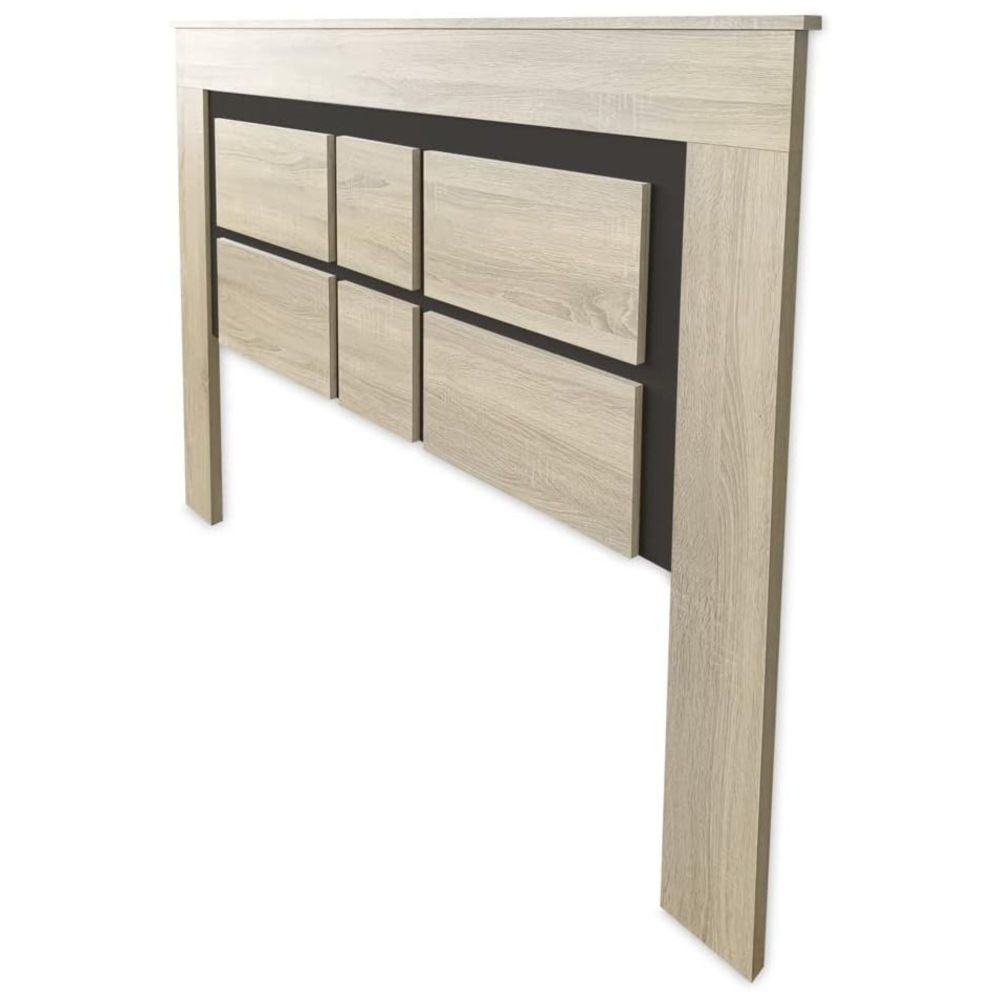 Cabezal para Cama de Matrimonio con patas, Color Cambria y Grafito, Medidas: 160 cm (Ancho) x 119,3 cm (Alto) x 3,8 cm (Fondo)