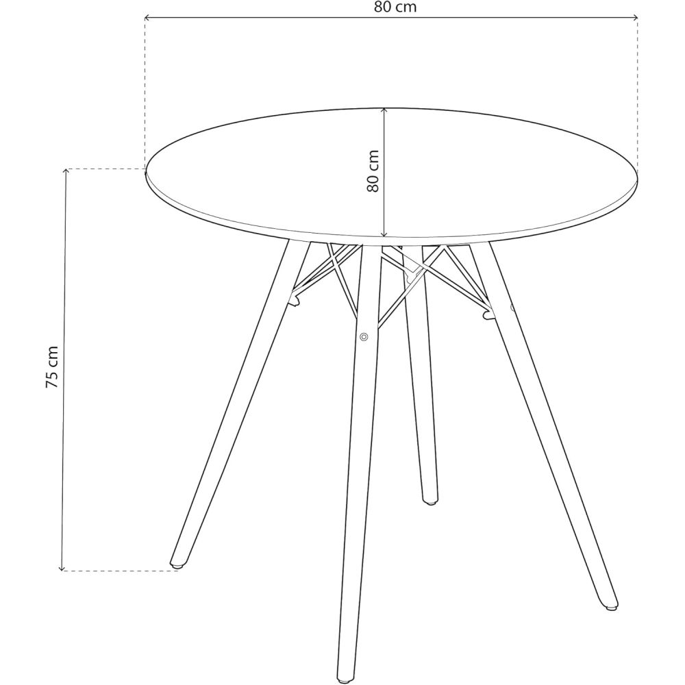Conjunto Mesa y Sillas Nórdicas: Mesa Blanca (80x80x76 cm) + 4 Sillas con Patas de Madera Haya (46,5 x 48 x 82 cm)