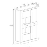 Mueble de Comedor, Mueble Salón, Acabado en Blanco y Cambria, Medidas: 305 cm (Ancho) x 174,7 cm (Alto) x 41,8 cm (Fondo)