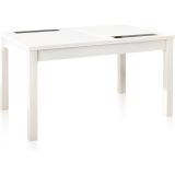Mesa Comedor, Mesa de salón Extensible, Acabado en Color Blanco, Medidas: 140-180 cm (Largo) x 90 cm (Ancho) x 75 cm (Alto)