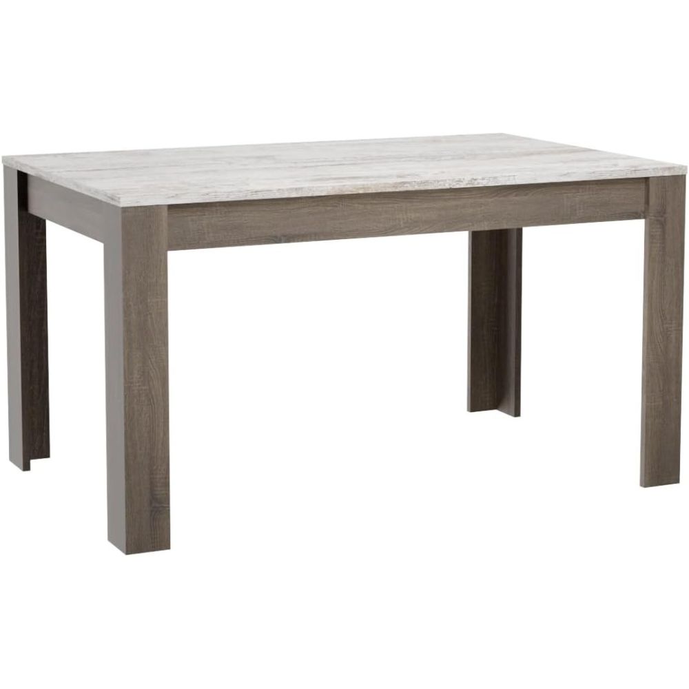 Mesa de Comedor, Mesa de Salón Fija, Color Trufa y Cañon, Medidas: 140 cm (Largo) x 80 cm (Ancho) x 75 cm (Alto)