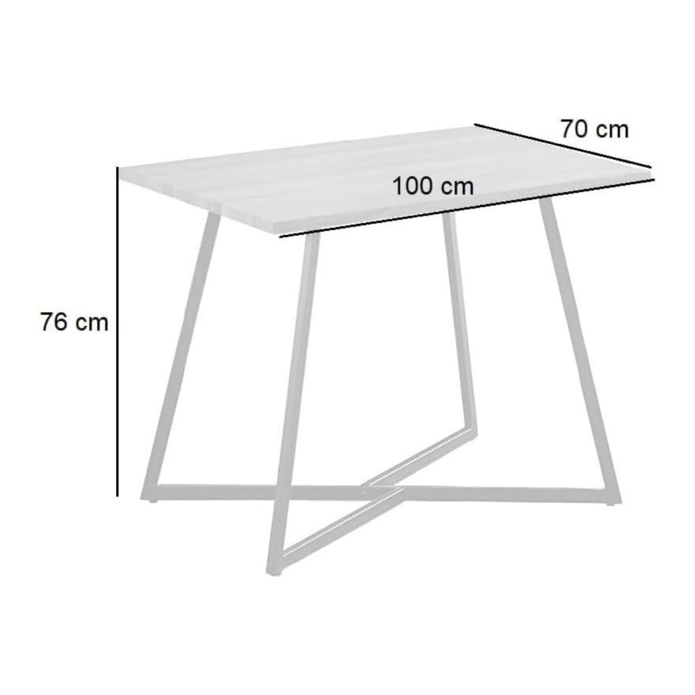 Mesa Comedor Madera, Patas metálicas En Color Negro, Mesa Rectangular, Medidas 100 cm (Lar) x 70 cm (Anc) 76 cm (Al)