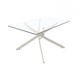 Mesa de Comedor Fija | Tapa de Cristal y Patas Metálicas | Medidas: 140 x 90 x 76 cm (Largo x Ancho x Alto)
