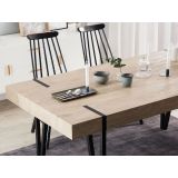 Mesa de Comedor o Cocina| MDF con Acabado Laminado Color Roble Sonoma | Patas Metálicas Negras | Medidas: 150 x 90 x 75 cm