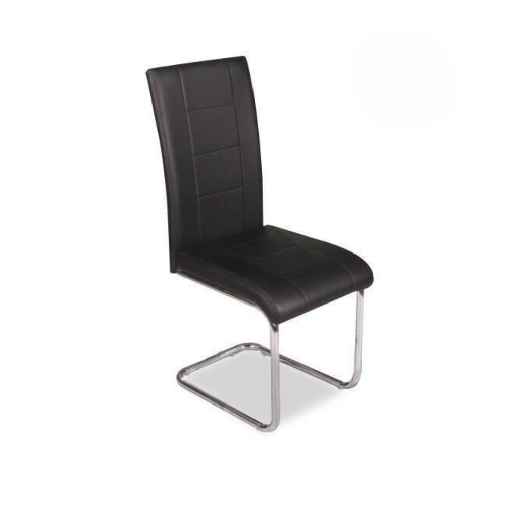 Pack de 4 Sillas de Madera Contrachapada con Relleno de Espuma, Tapizadas en Tela Negra, Patas de Cromo, Medidas 43x49x102 cm