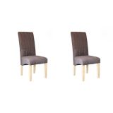 Pack de 2 Sillas Tapizadas en Tela Marron con Patas de madera, Acolchado Cuadrado en Respaldo y Asiento, Medidas 47x62x106.5 cm