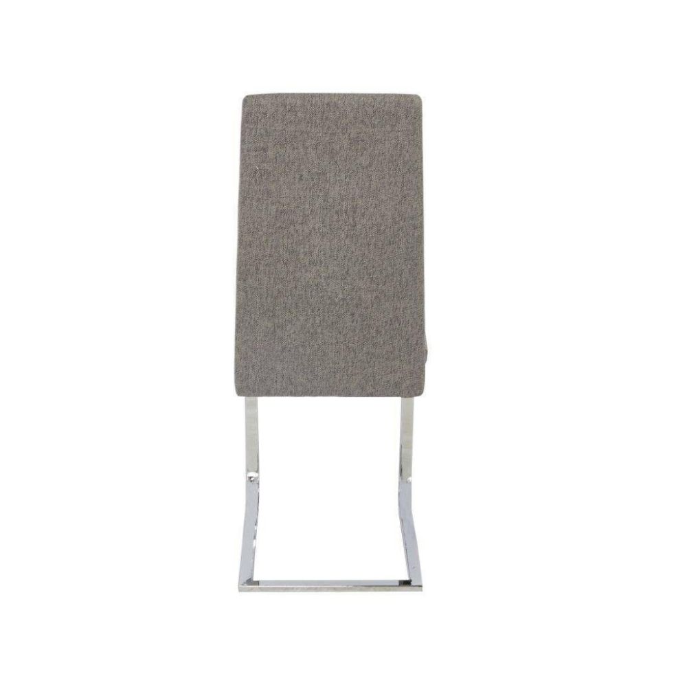 Pack de 4 Sillas Tapizadas en Símil Piel Gris Oscuro con Pata de Tubo Ovalado en Acabado Cromo,Medidas 46x54x110 cm