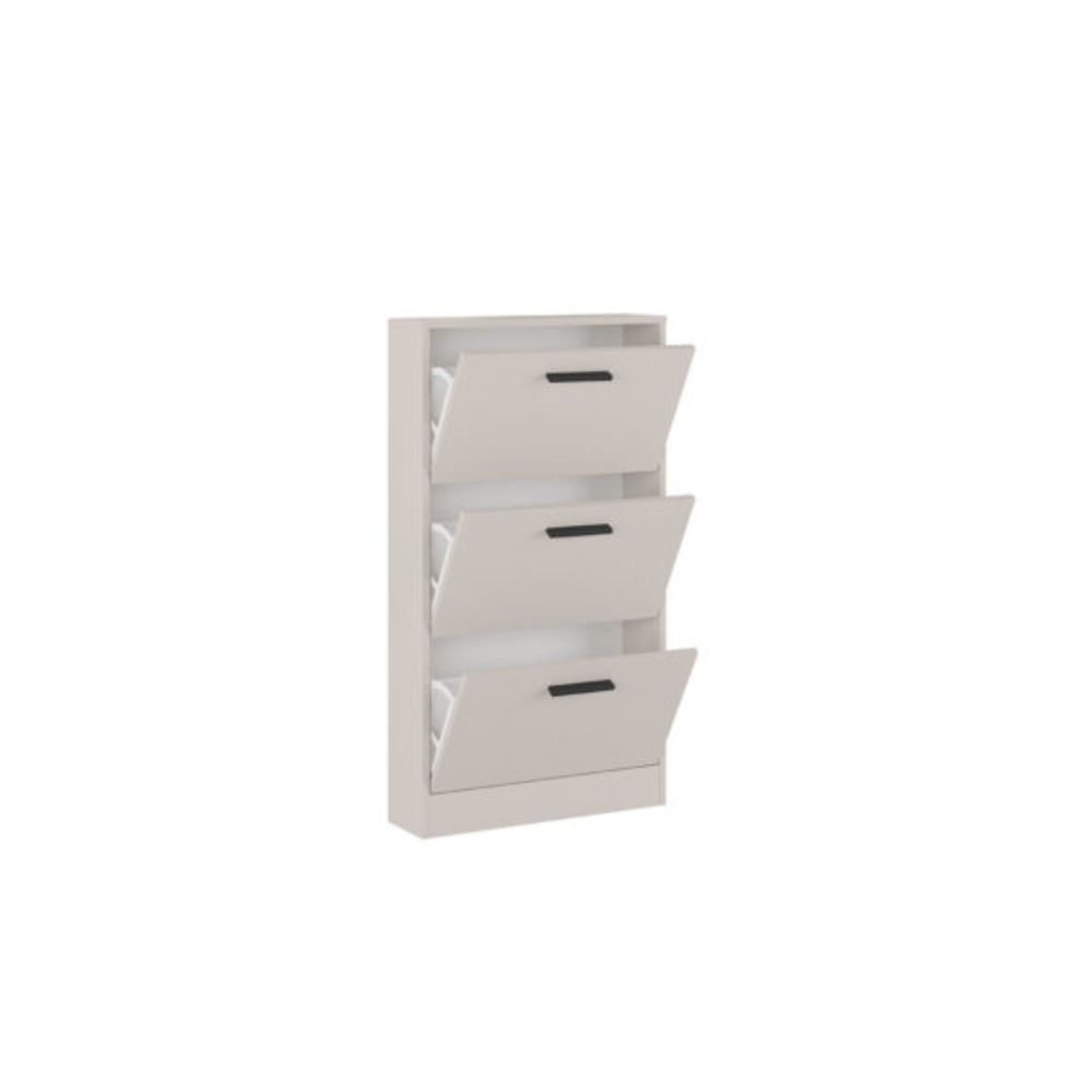 Meyvaser - Zapatero 3 Puertas, Zapatero Estrecho, Acabado en Color Beige, Medidas: 108 cm (Alto) x 60 cm (Ancho) x 17 cm (Fondo)